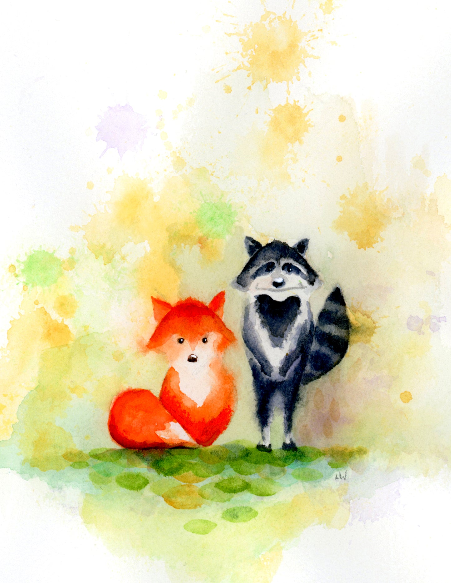 Fox and Racoon - Giclee Print