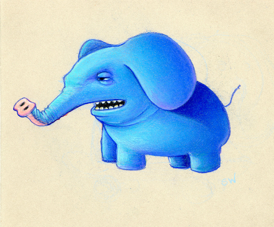 Blue Elephant - Giclee Print or Original