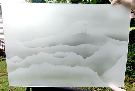 Mount Rainier - Custom Etched Glass