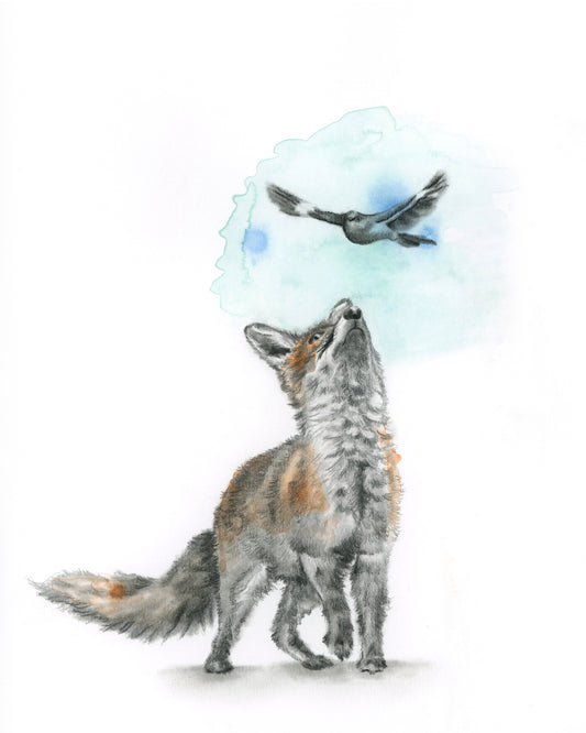 Fox and Mockingbird - Giclee Print or Original